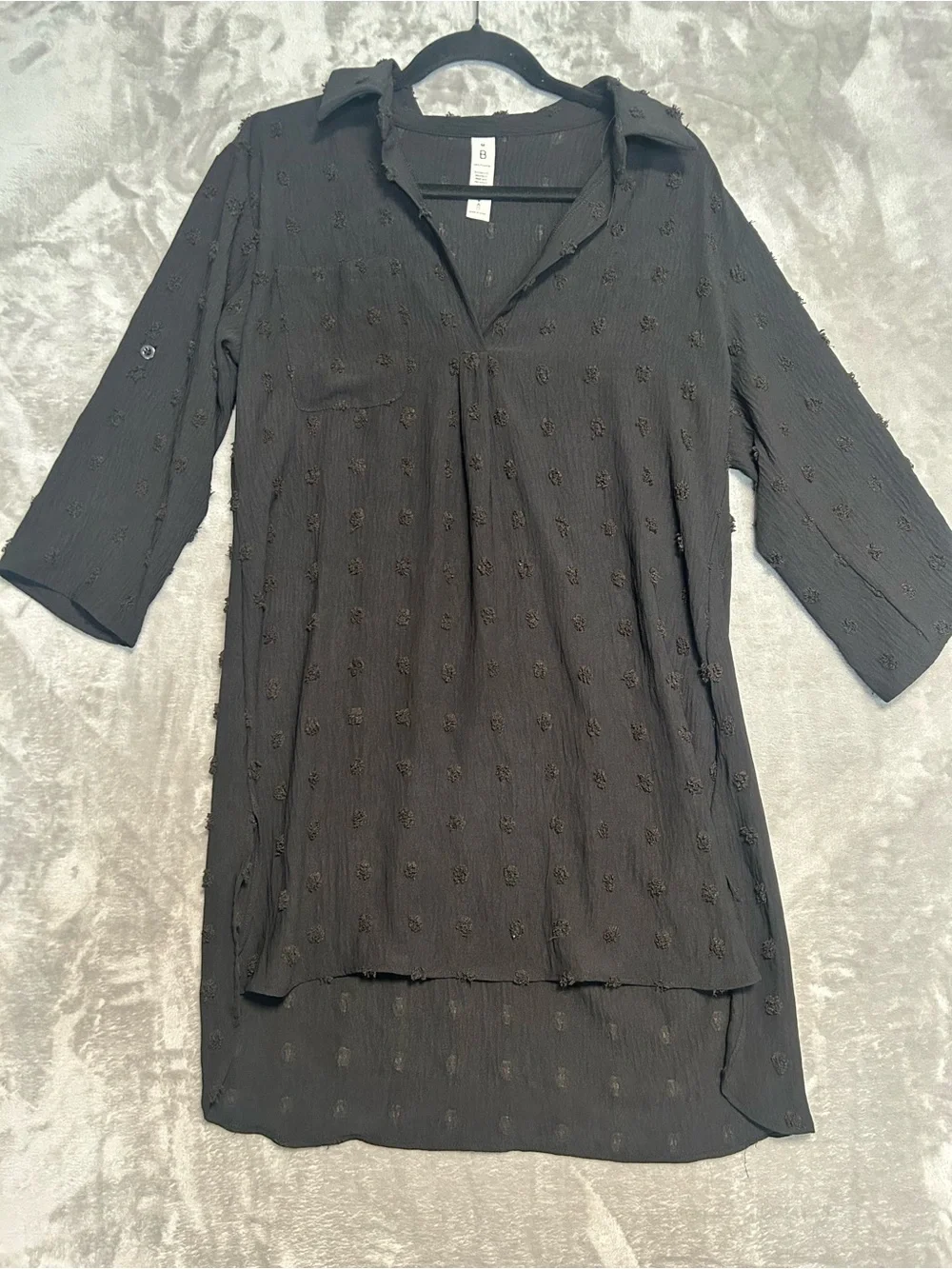 B Long Tunic Top Women’s Medium Black Gauze Witchy
